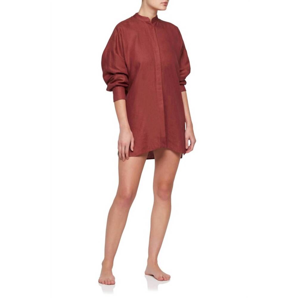 NEW BONDI BORN linen relaxed everywhere shirt in terracotta